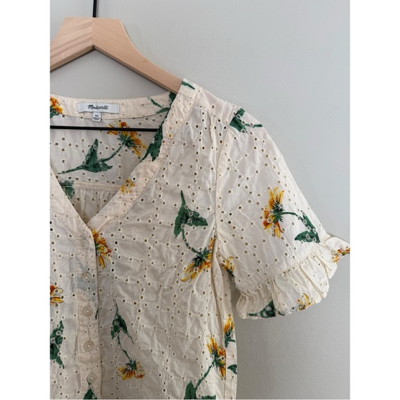 Madewell Tops - Madewell| Cream Floral Eyelet Women's Top